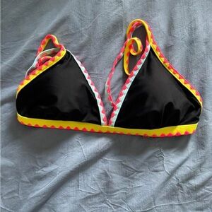 Black Bikini Top with Yellow and Pink Accents